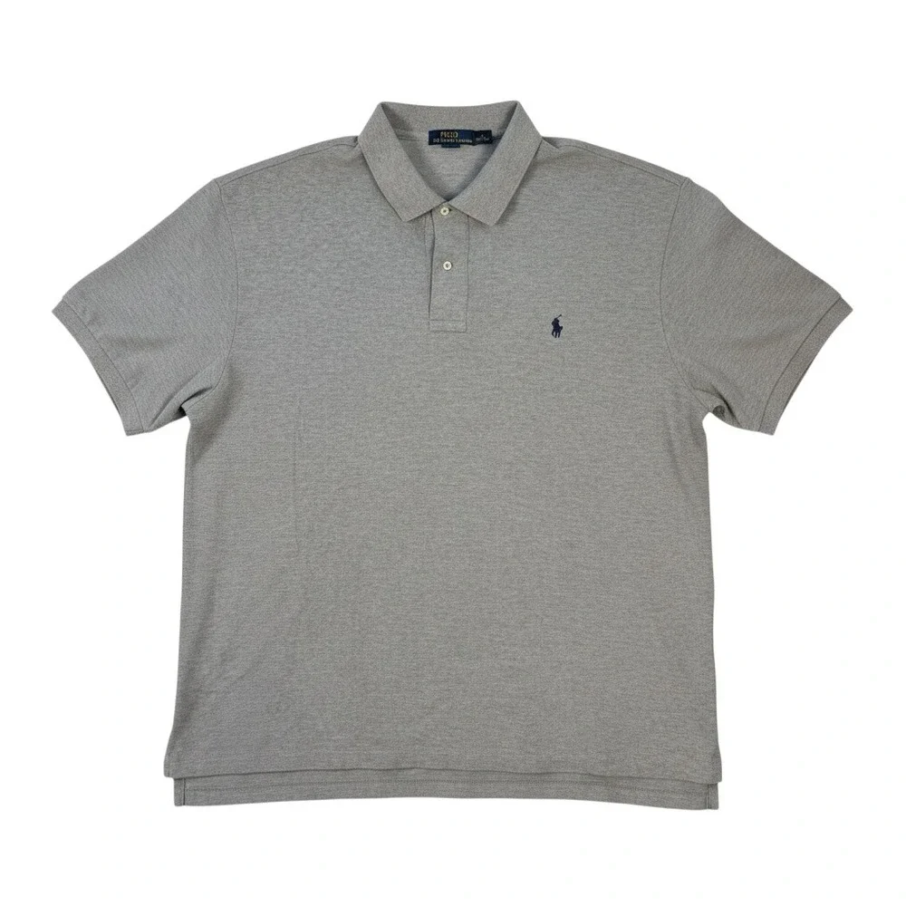 Polo Ralph Lauren Polo Shirt Mens 3XB Grey Solid Cotton Big & Tall Classic Pony